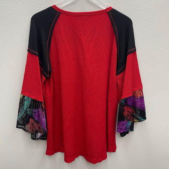 Calessa Red Blended Fabric Tunic Top Size Large - Picture 7 of 8